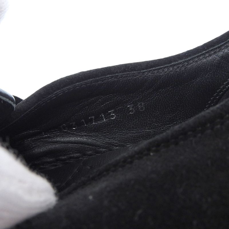 CHANEL G31713 Coco Mark Suede Leather Use Tweed Switch Slip-on Black 38 Made