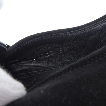 CHANEL G31713 Coco Mark Suede Leather Use Tweed Switch Slip-on Black 38 Made