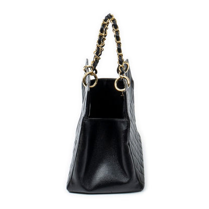 Chanel Coco Mark Chain Tote Black Matelasse Caviar Leather A