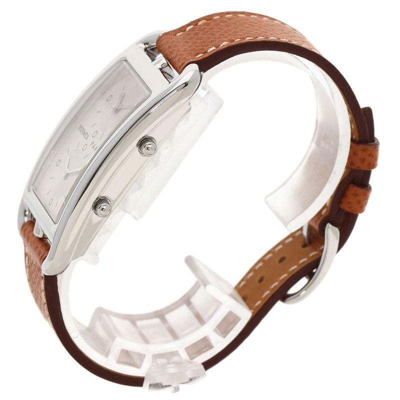 Hermes Cc3510 Cape Cod Douzone Watch SS Leather Ladies