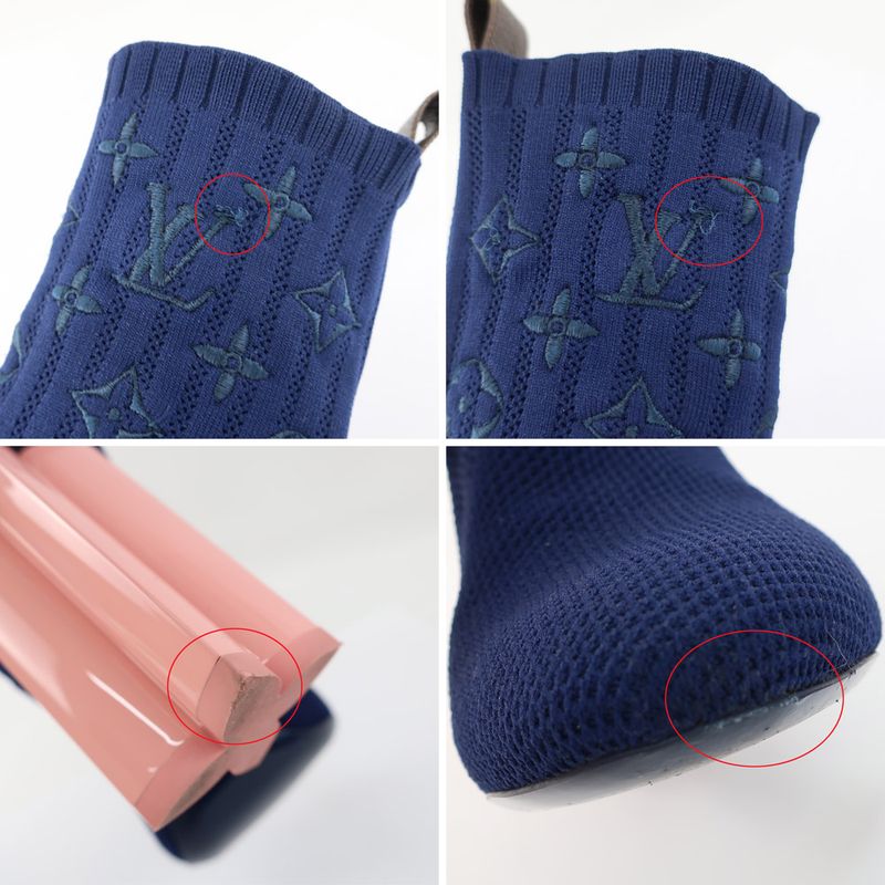 Louis Vuitton Knit Boots Ankle Boots Sock Boots Navy X Pink Notation