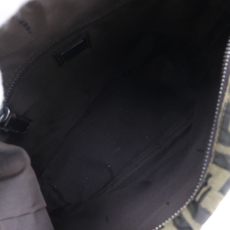 Fendi Zucca One Shoulder Nylon Canvas Brown Women Shoulder Bag