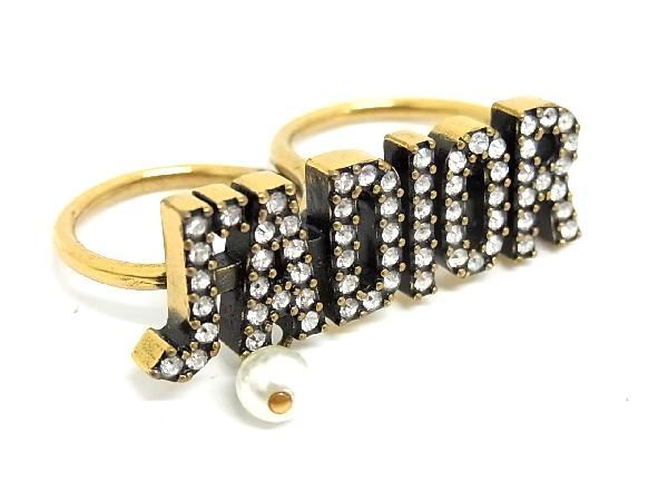 Christian Dior J'A DIOR Rhinestone Double Ring Accessories Size M