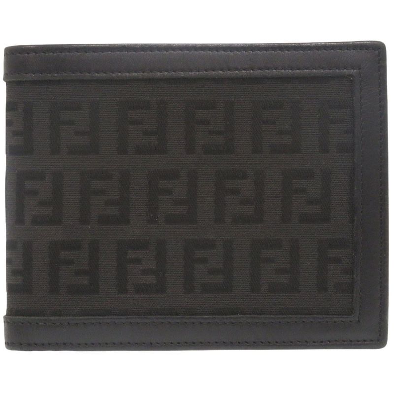 Fendi Zucca 7m0001 Canvas Black Bifold Wallet Black 0887 Fendi