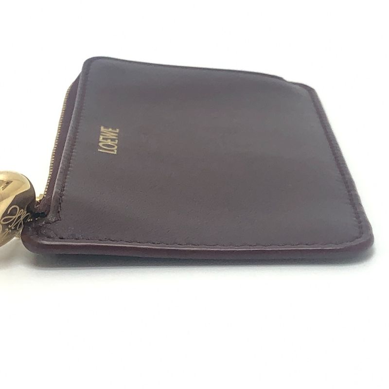 Loewe Coin Case Logo Leather Burgundy