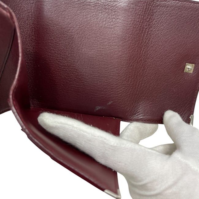 Cartier Trifold Wallet Black Cabochon Double Hook Leather Preowned