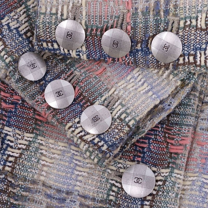 Vintage Chanel 98P Jacket Tailored Jacket Double Breasted Coco Mark Tweed