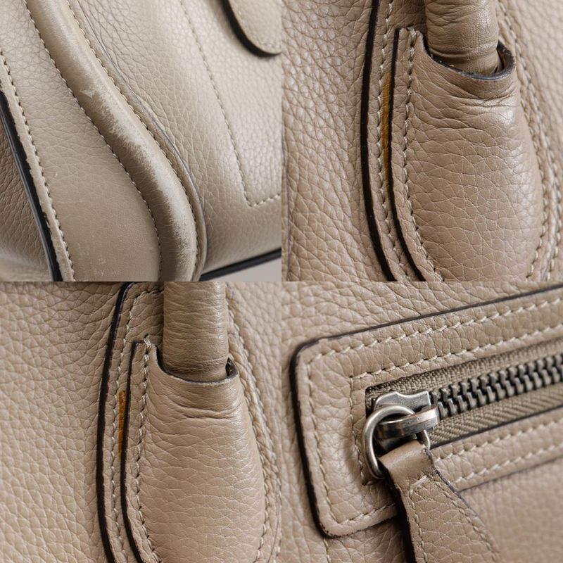 Celine Luggage Micro Shopper Leather Beige Women's Handbag