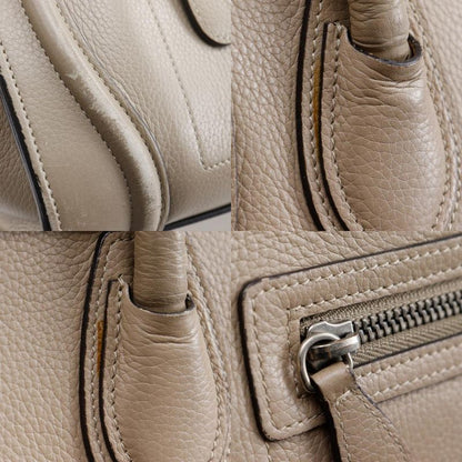 Celine Luggage Micro Shopper Leather Beige Women's Handbag