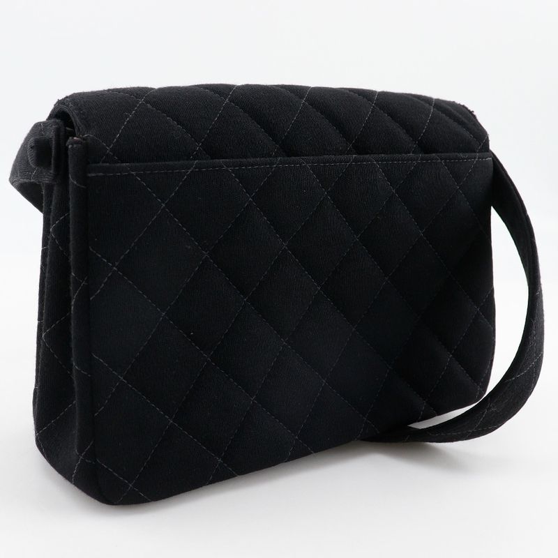 Chanel Matelasse Coco Mark Cotton Black Women's Shoulder Bag