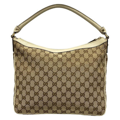 Gucci Shoulder Bag Abby GG Pattern 153025 Beige Dark Brown And Ivory Leather