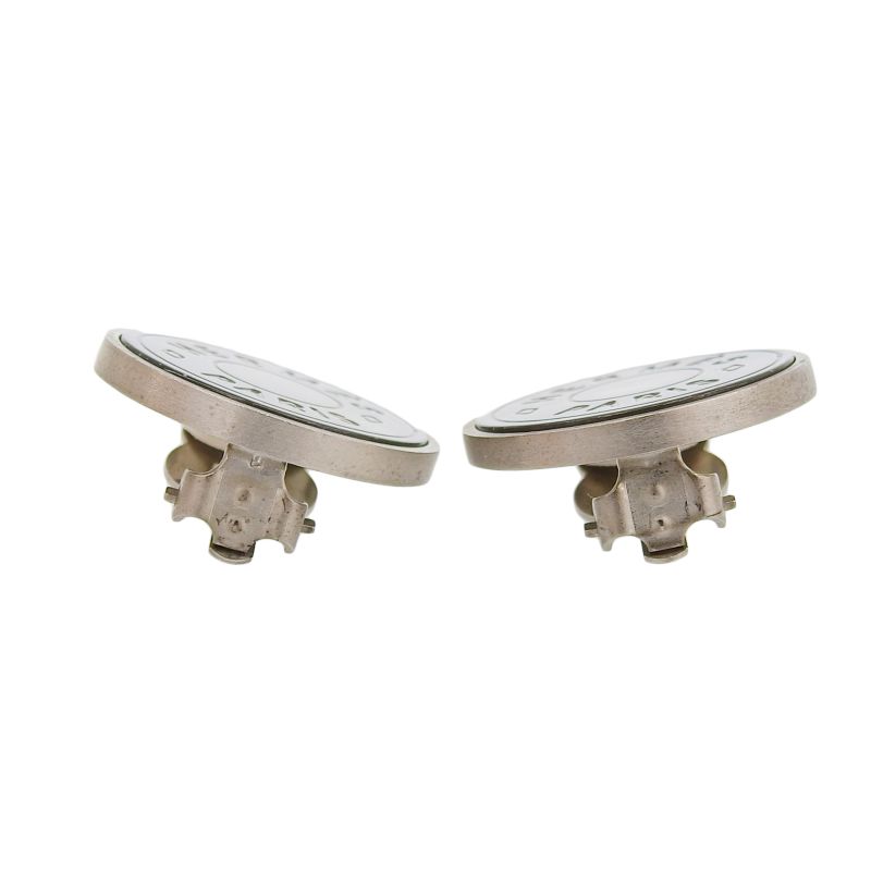 Hermes Bijouterie Fantaisie Serie Shell Clip Earrings For Both Ears Silver With