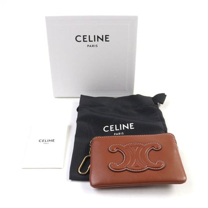 Celine Coin Purse Cuil Triomphe Tan Smooth Calf Leather Card Pouch Coin Case
