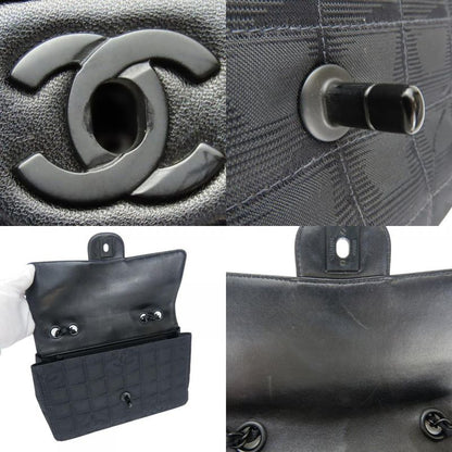 Chanel Shoulder Bag New Travel Line Jacquard Nylon Black Coco Mark 7th Shoulder