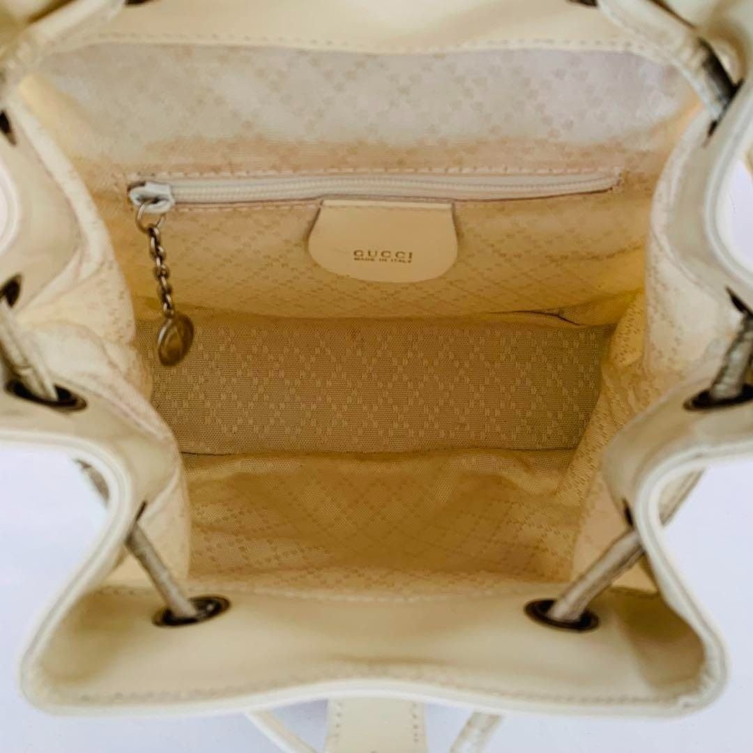 GUCCI GG Bamboo Handle Leather Backpack Bag Ivory White - The Reluxe