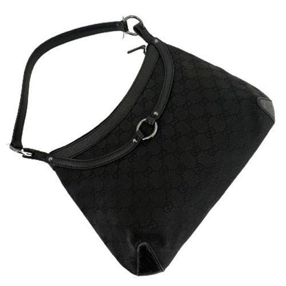 Gucci GG Horsebit Canvas Hobo Bag Monogram Black - The Reluxe