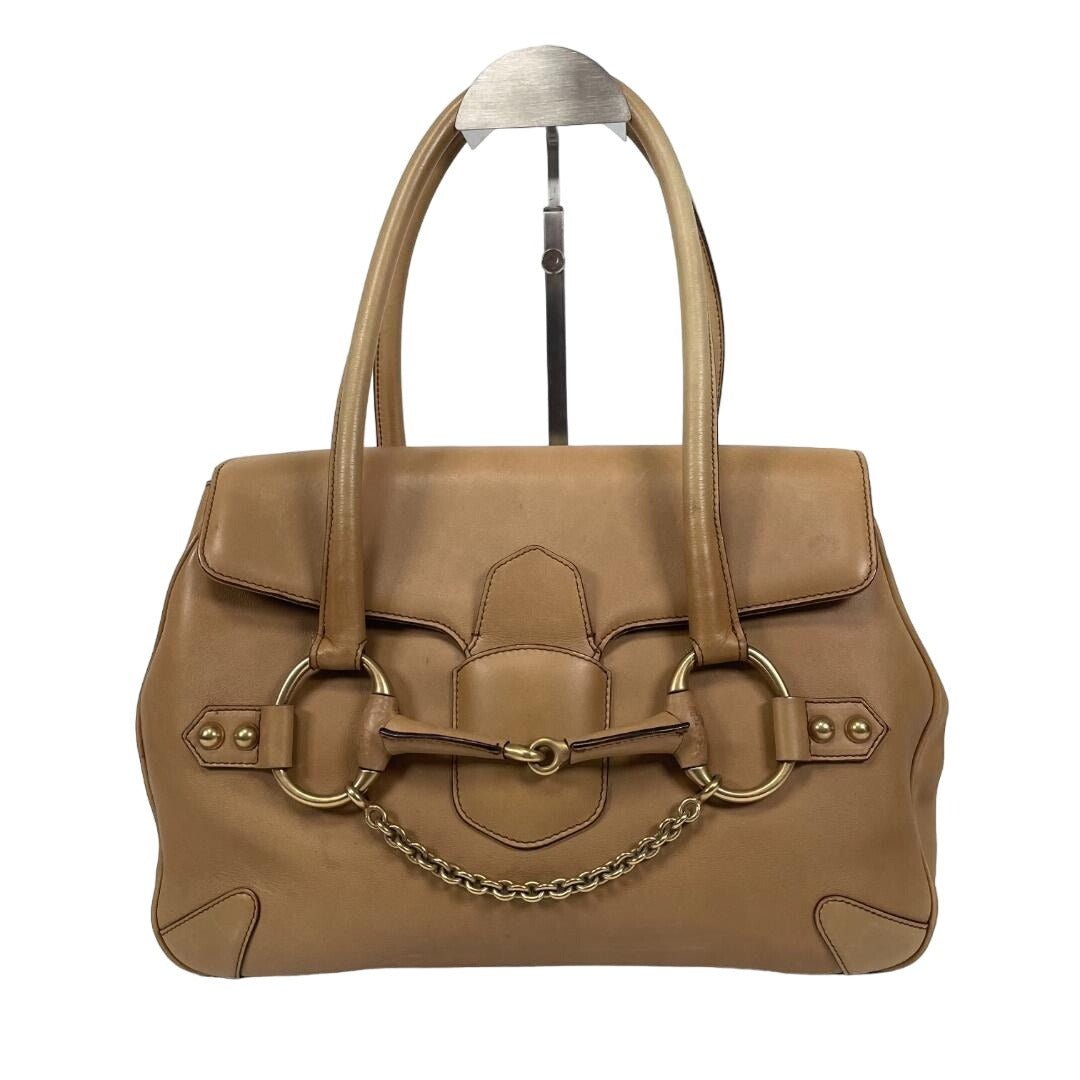 Gucci GG Horsebit Handbag Boston Bag Brown Tan Leather Tote - The Reluxe