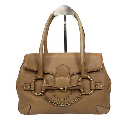 Gucci GG Horsebit Handbag Boston Bag Brown Tan Leather Tote - The Reluxe