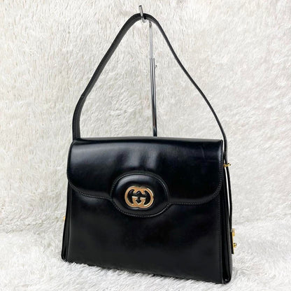 GUCCI GG Logo Leather Vintage Shoulder Bag Purse Black - The Reluxe