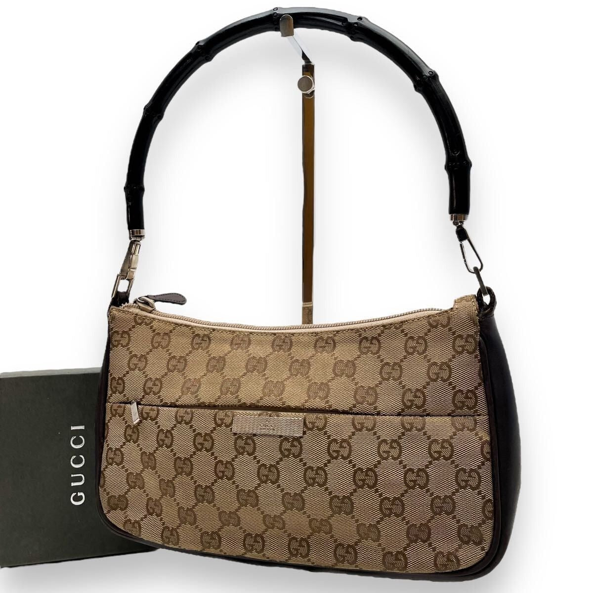 Gucci GG Sherry Bamboo Pochette Baguette Shoulder Bag Purse Tote - The Reluxe