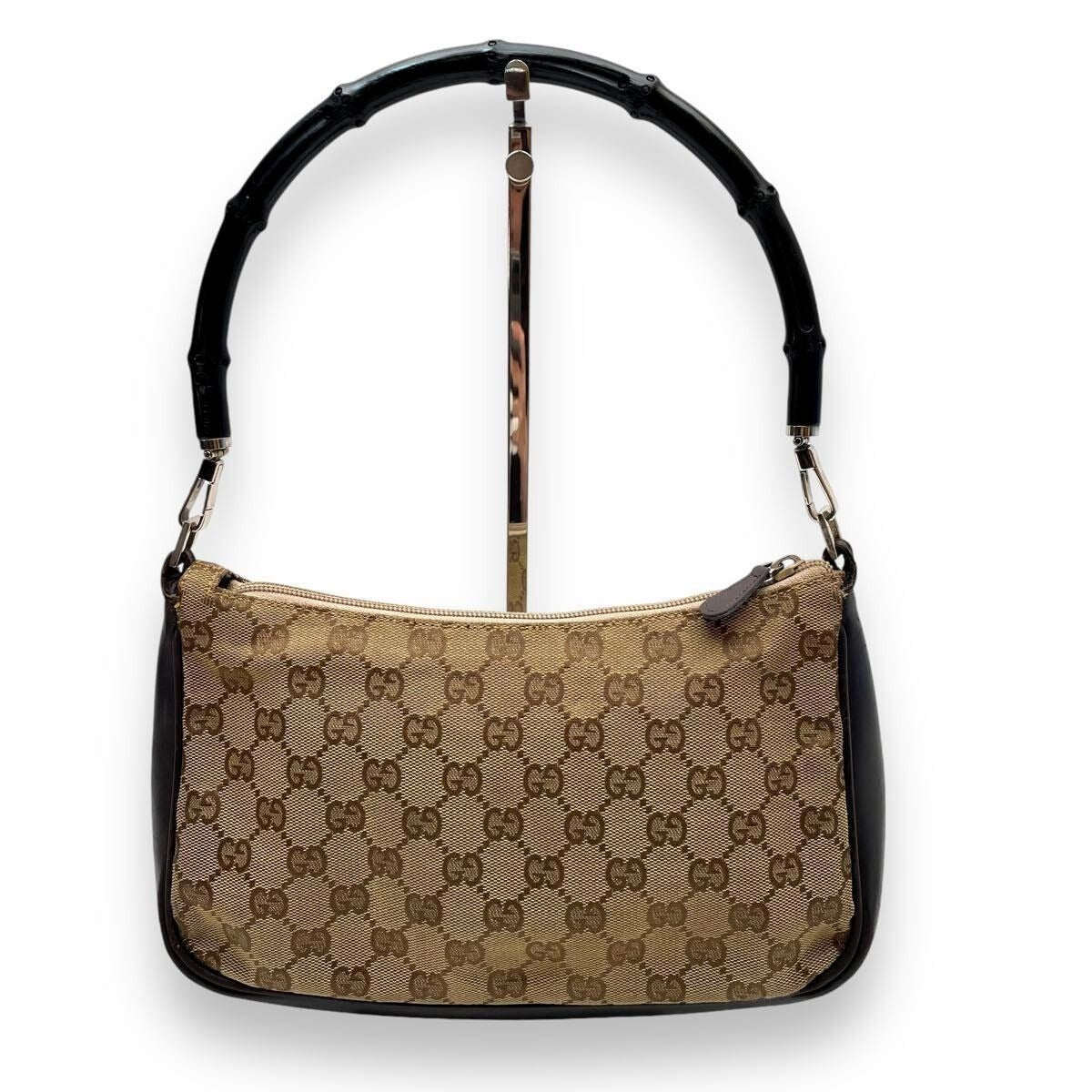 Gucci GG Sherry Bamboo Pochette Baguette Shoulder Bag Purse Tote - The Reluxe