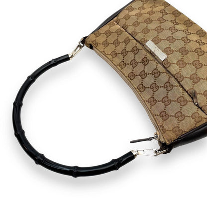 Gucci GG Sherry Bamboo Pochette Baguette Shoulder Bag Purse Tote - The Reluxe