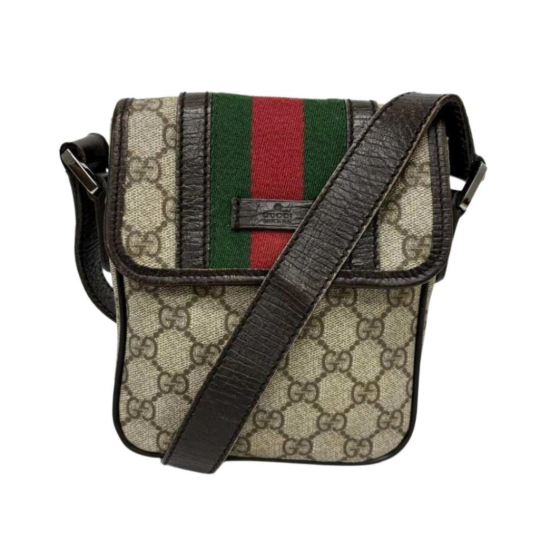 Gucci GG Supreme Sherry Shoulder Bag Canvas Ophidia Leather Tote Tan - The Reluxe