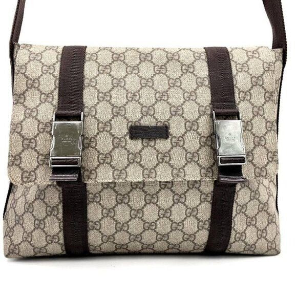 Gucci GG Supreme Web Canvas Sherry Messenger Bag Monogram Flap Tote - The Reluxe