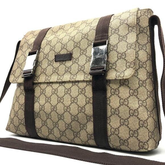 Gucci GG Supreme Web Canvas Sherry Messenger Bag Monogram Flap Tote - The Reluxe