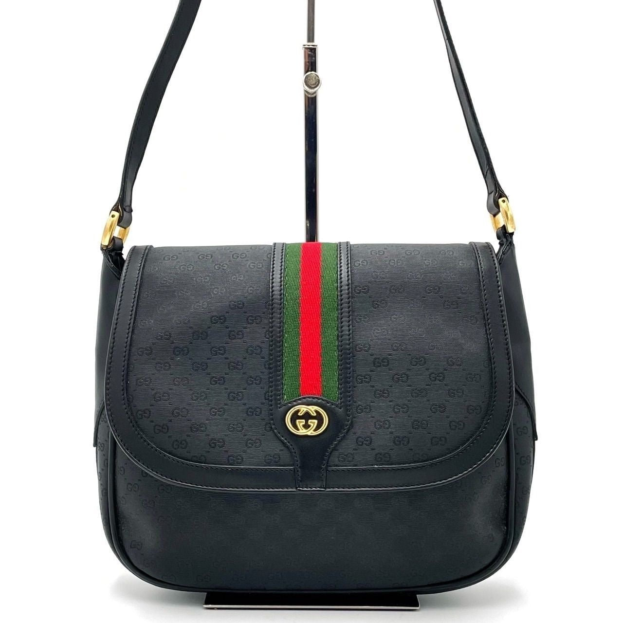 Gucci GG Vintage Ophidia Sherry Crossbody Bag Leather Black Purse Tote - The Reluxe