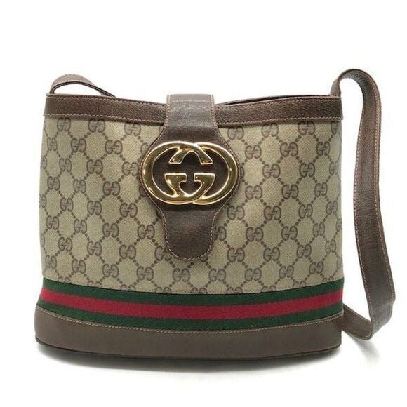 Gucci GG Vintage Sherry Canvas Ophidia Bucket Bag Crossbody Bag - The Reluxe