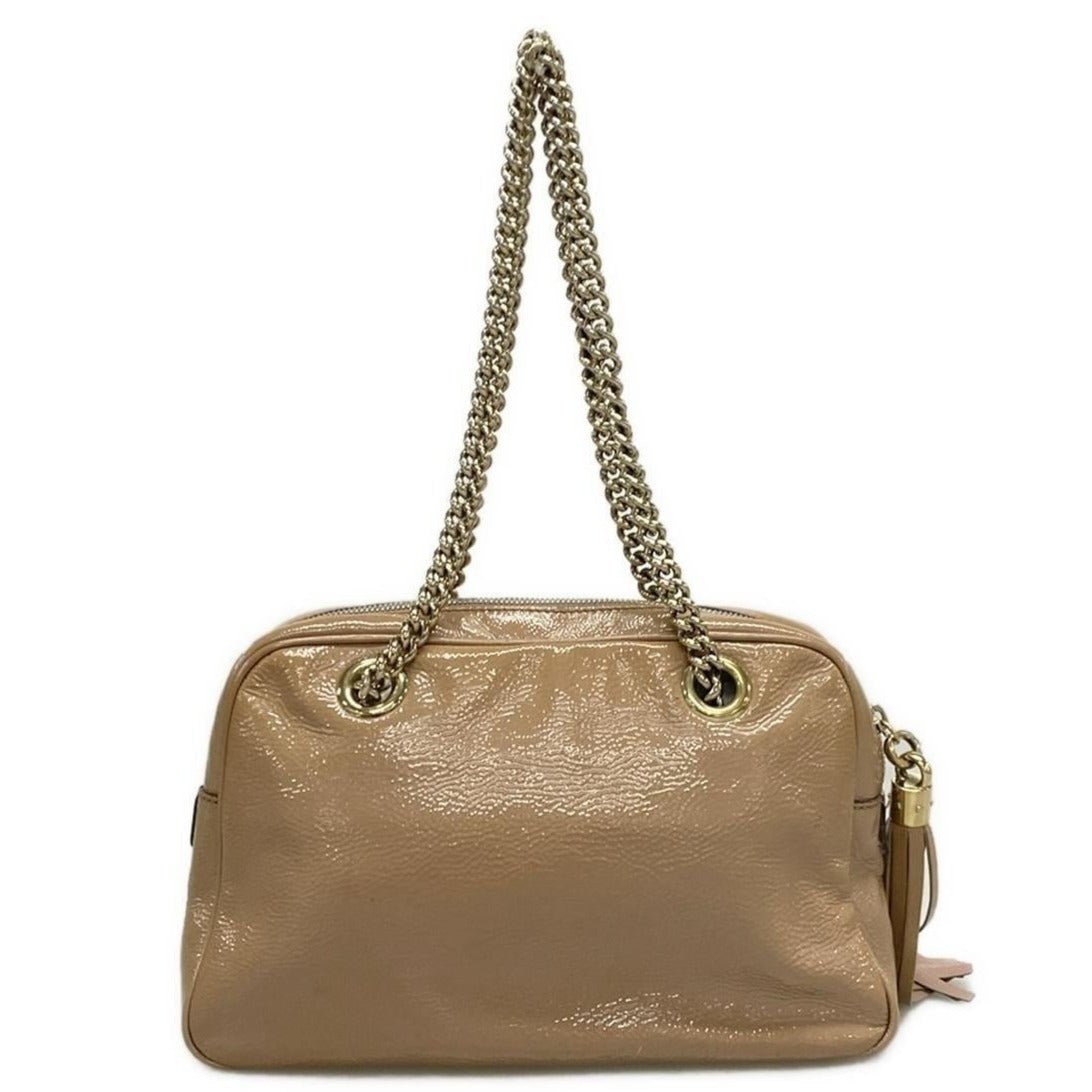 GUCCI Interlocking GG Soho Chain Tassel Beige Patent Leather Shoulder Bag - The Reluxe