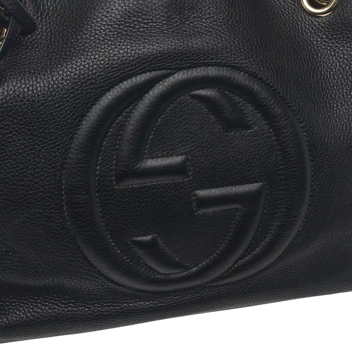 GUCCI Interlocking GG Soho Chain Tote Black Leather - The Reluxe