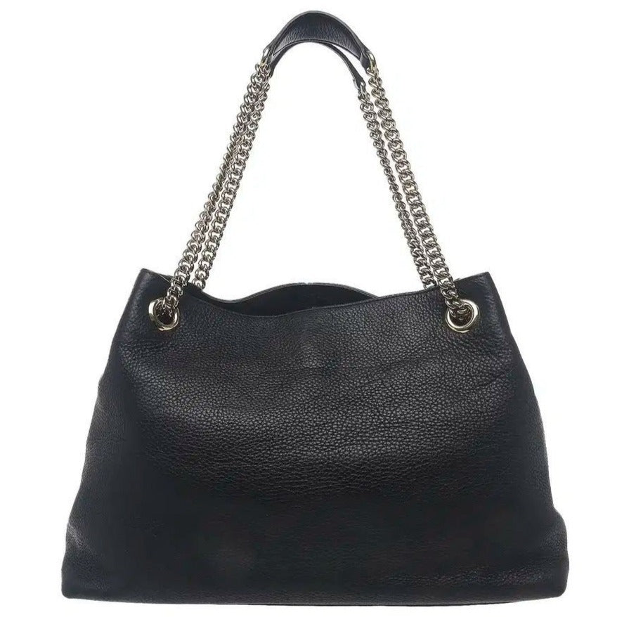 GUCCI Interlocking GG Soho Chain Tote Black Leather - The Reluxe