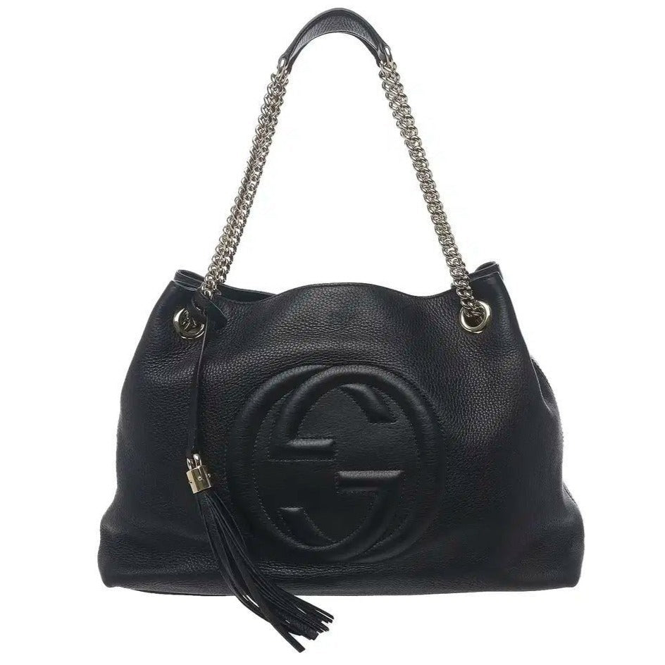 GUCCI Interlocking GG Soho Chain Tote Black Leather - The Reluxe