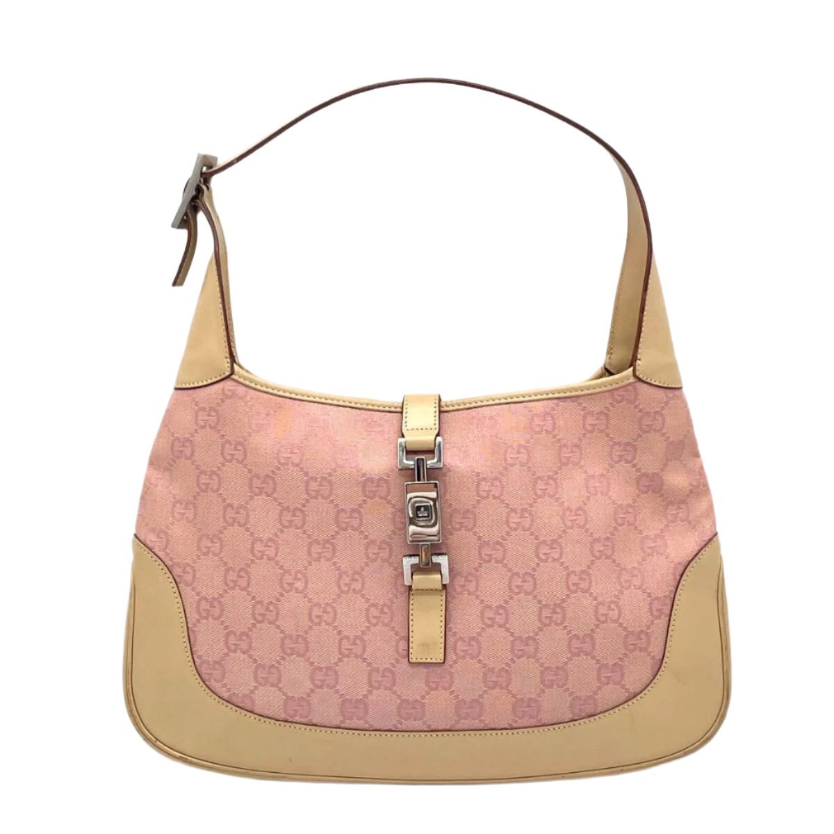 GUCCI Monogram Web Jackie O Hobo Pink Shoulder Bag - The Reluxe