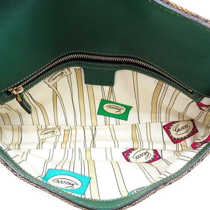 GUCCI Vintage GG Canvas Horsebit Shoulder Bag Green - The Reluxe