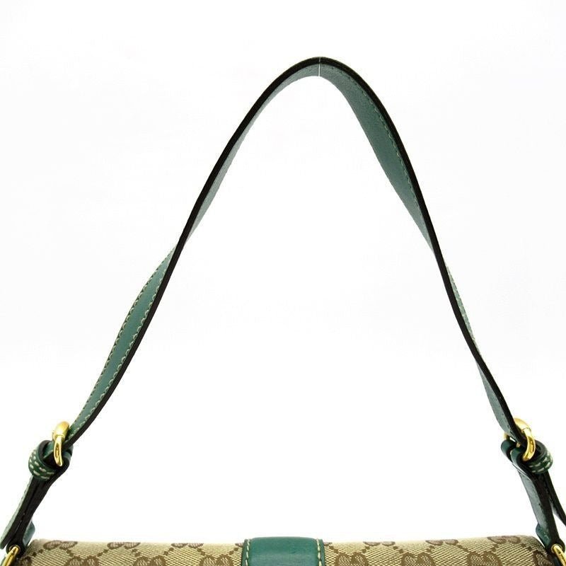 GUCCI Vintage GG Canvas Horsebit Shoulder Bag Green - The Reluxe