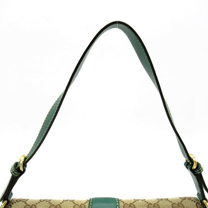 GUCCI Vintage GG Canvas Horsebit Shoulder Bag Green - The Reluxe