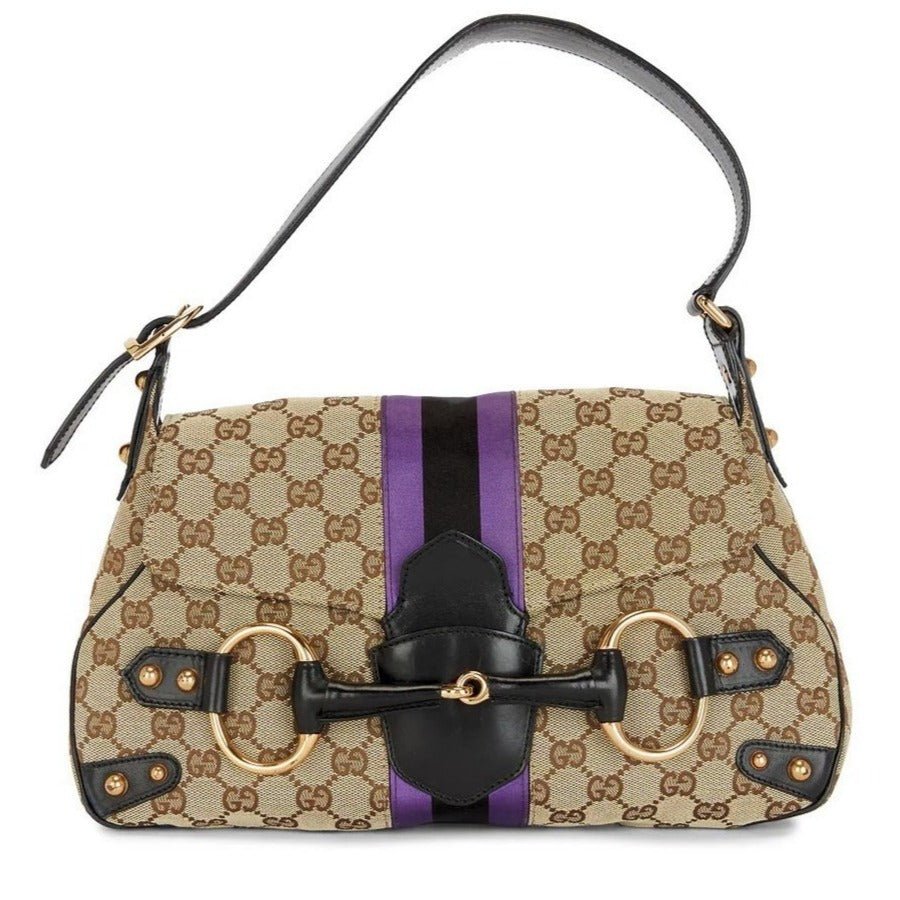GUCCI Vintage GG Canvas Horsebit Shoulder Bag - The Reluxe