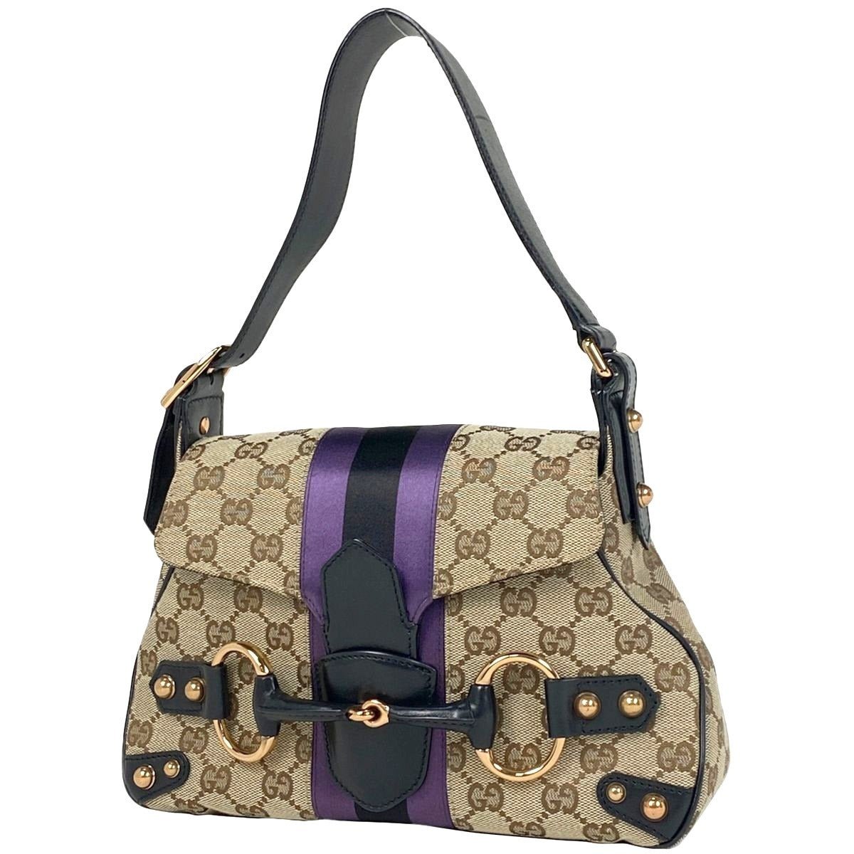 GUCCI Vintage GG Canvas Horsebit Shoulder Bag - The Reluxe