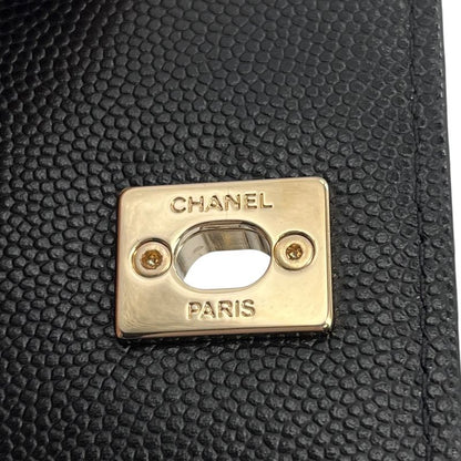 Chanel Shoulder Bag Leather Coco Handle Micro Caviar Skin Gold Hardware Black