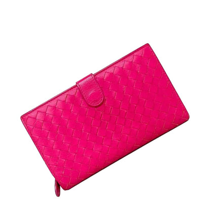 Bottega Veneta Bifold Wallet Pink Intrecciato Excellent Condition Hook