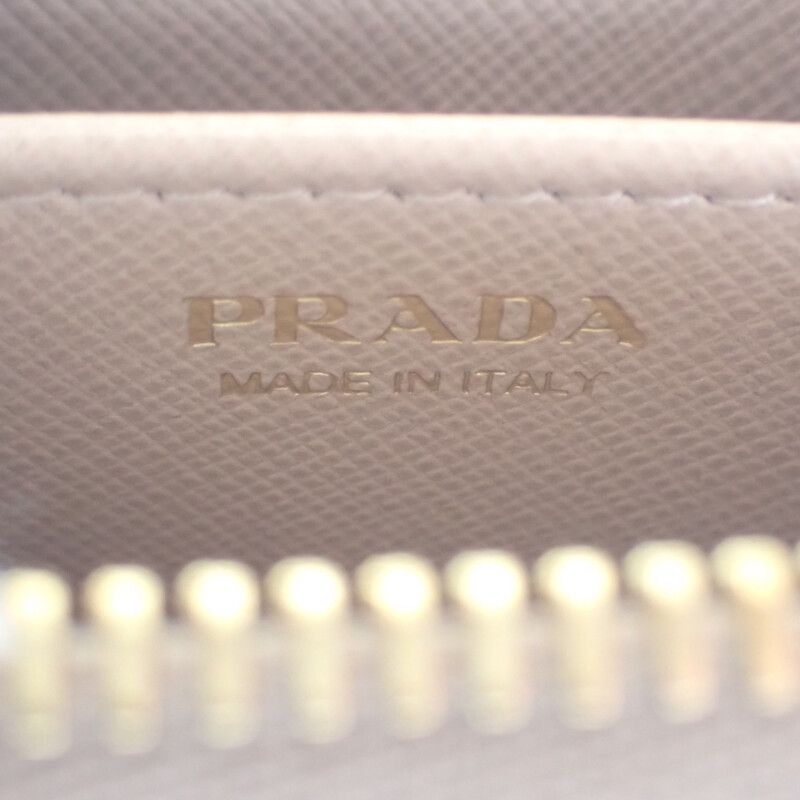 Prada L Shaped Zipper Coin Purse 1ml025 Coin Case Saffiano Cypria Pink Beige