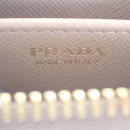 Prada L Shaped Zipper Coin Purse 1ml025 Coin Case Saffiano Cypria Pink Beige