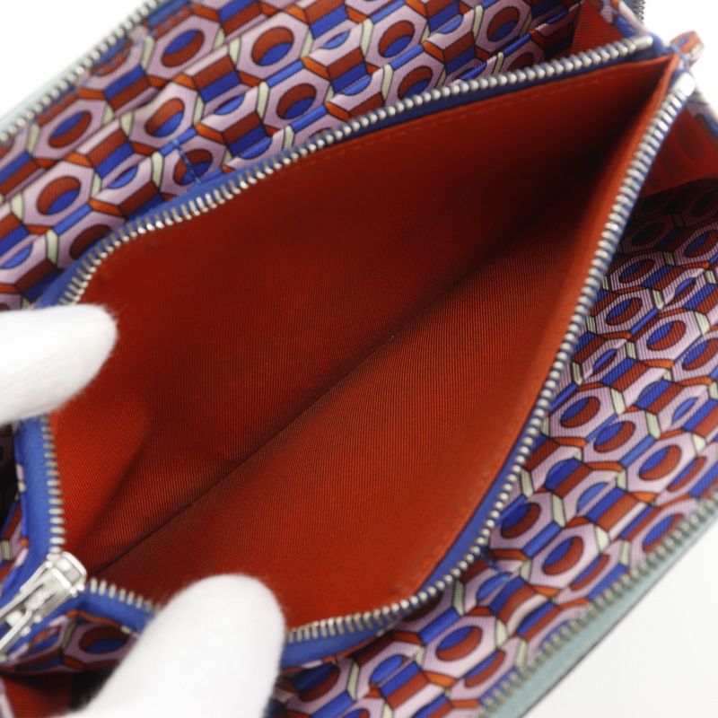 Hermes Azap Silk Inn Long Vaux Epson Blue Dunol Light Blue U Women's Long Wallet