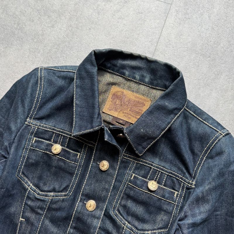 Louis Vuitton Logo Gold Button Stone Glitter Denim Jacket 34 XS Women