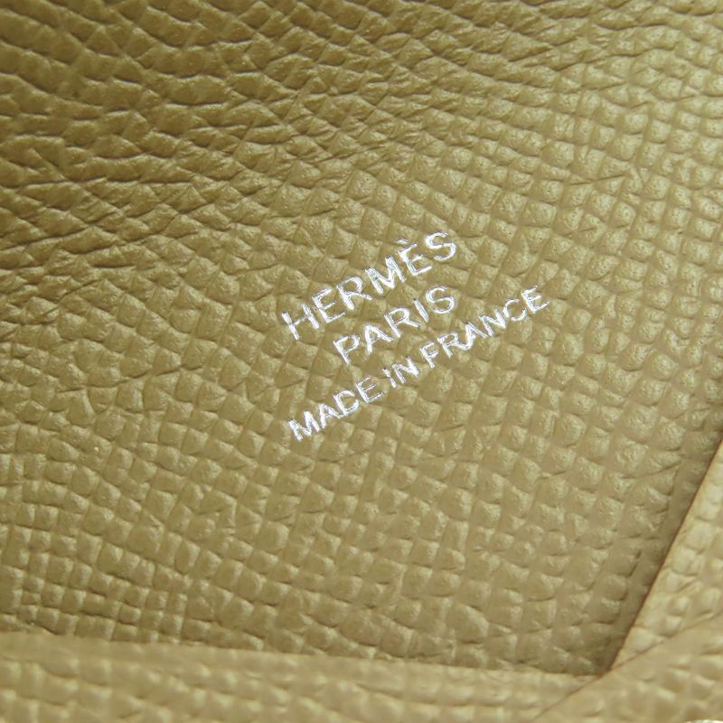 Hermes Calvi Vaux Epson Etoupe Silver Hardware Card Case Business Card Holder