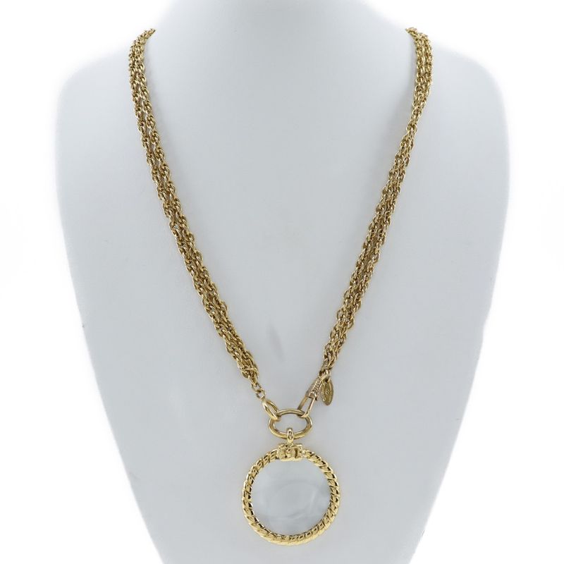 Chanel Loupe Double Chain Vintage Gold Plated Ladies 106.5g Necklace