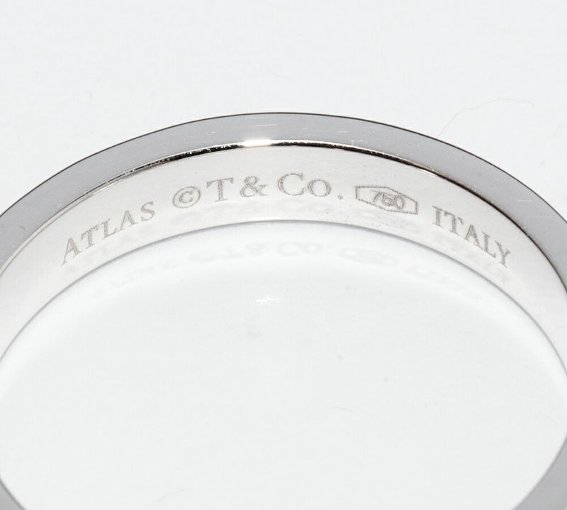 Tiffany & Co Ring 18K White Gold Diamond 1P Atlas Closed Ring Narrow Ring